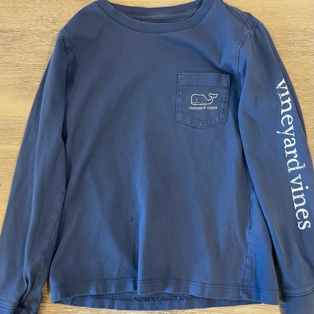 Vineyard Vines Boys Navy Long Sleeve Pocket Tee